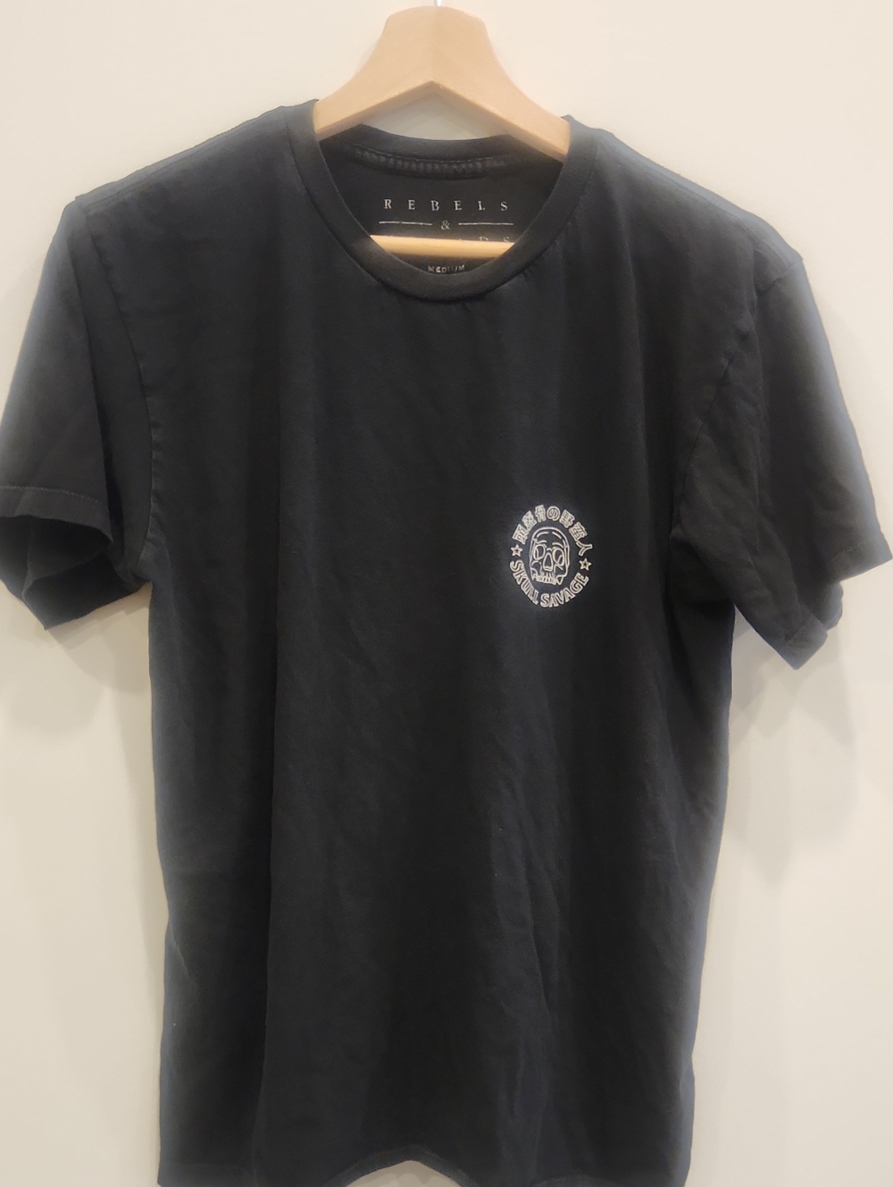 rebels and nomads Black Short-Sleeve Tee with White Chest Emblem